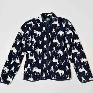 Dip Boy’s Moose Fleece Jacket Navy White Winter Zip Up Size Small